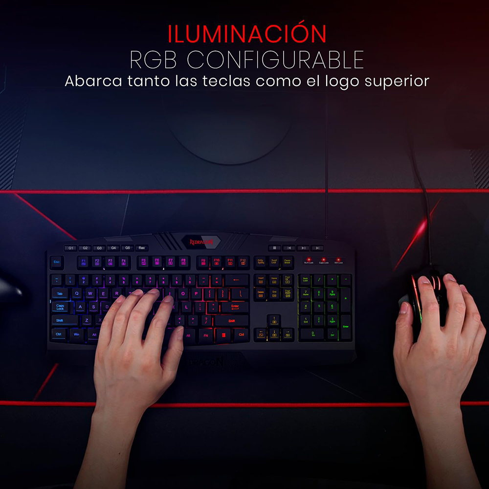 Redragon HARPE2 Gaming Keyboard , Wired , RGB Led Backlit , Black , K503RGB-1