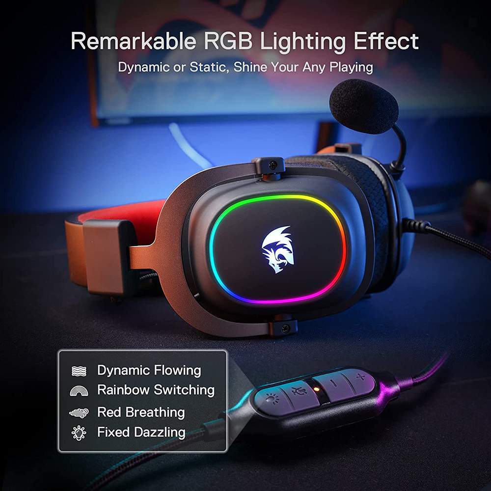 Redragon Zeus X Wired Gaming Headphone , RGB Colors , USB Cable , Black , H510-RGB