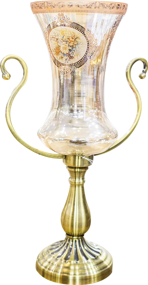 Murano H vase, metal*glass, gold color, model 6201