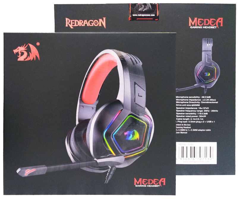 Redragon Medea Gaming Headphone , Stereo Sound , RGB Lights , With Mic , Black , H280