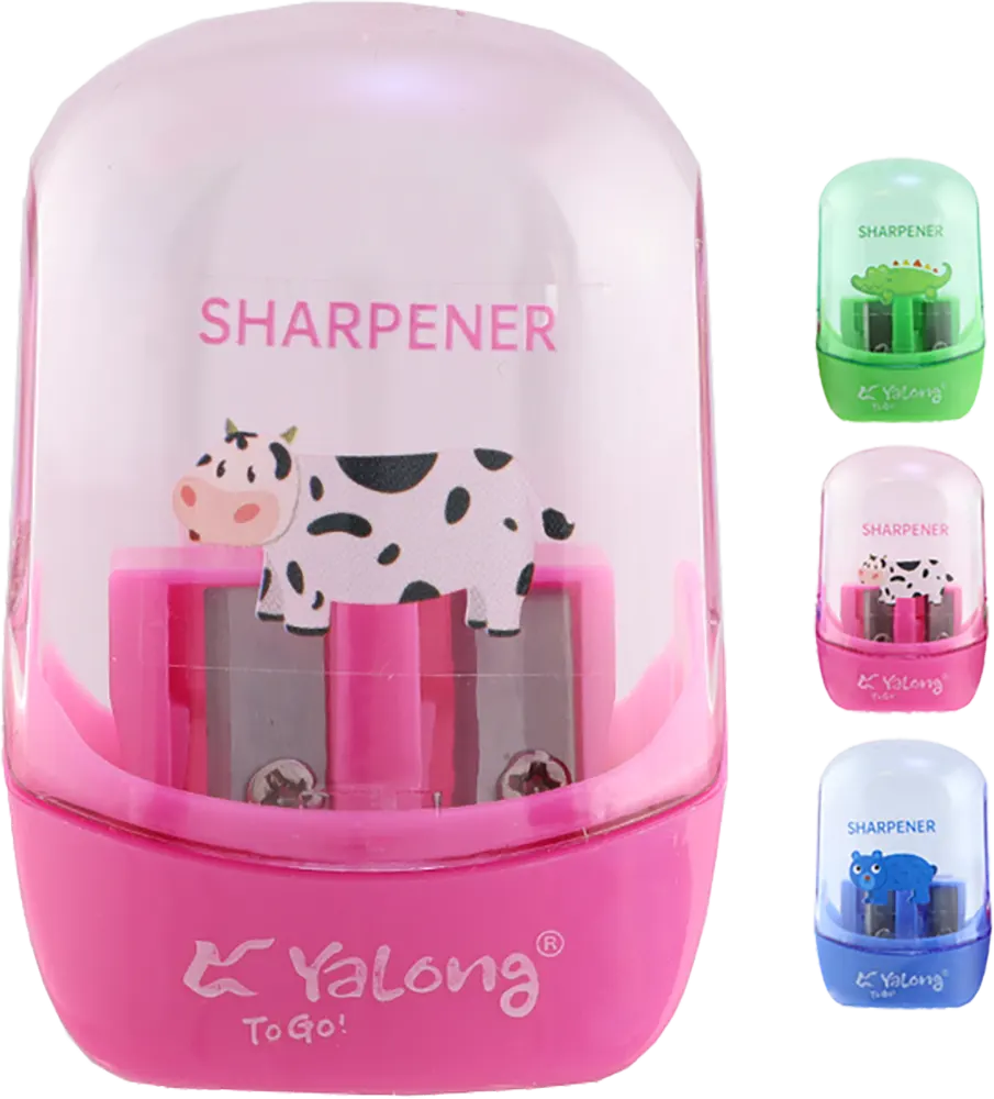 Yalong plastic sharpener, 2 eyes, tank, multi-color, YL221616