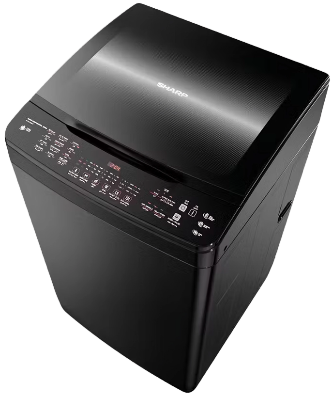 غسالة ملابس فوق اتوماتيك  شارب تحميل علوي ، 15 كيلو ، شاشة ديجيتال ، انفرتر ، طلمبة ، أسود ، ES-TD15GBKP