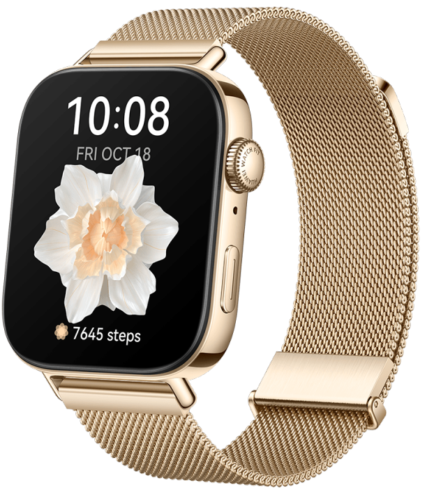 Huawei Smart Watch Fit 3 NFC Edition , 1.82" AMOLED Screen , Waterproof , Gold Milanese Strap , Gold  , SLO-B19