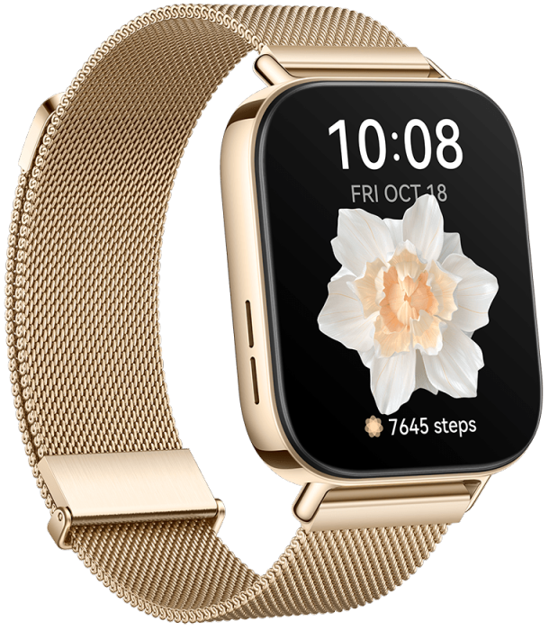 Huawei Smart Watch Fit 3 NFC Edition , 1.82" AMOLED Screen , Waterproof , Gold Milanese Strap , Gold  , SLO-B19