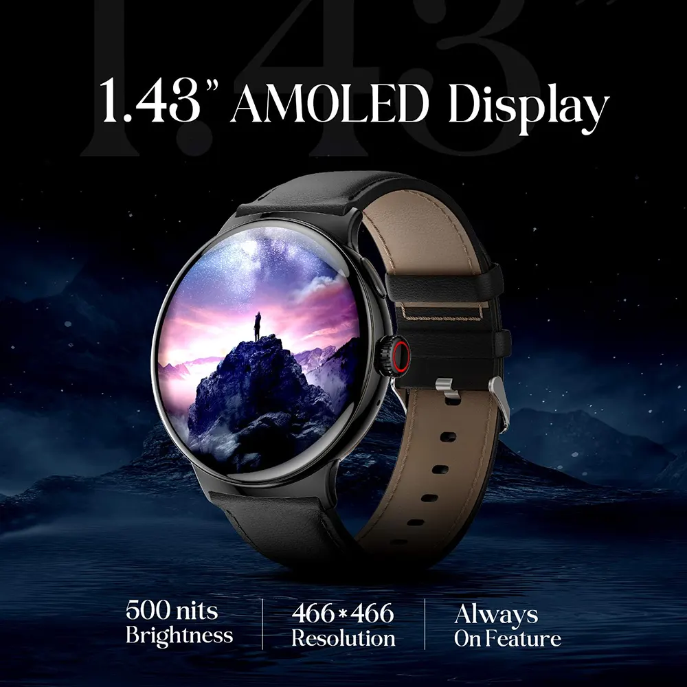 Itel Smart Watch Unicorn 1.43 inch AMOLED touch screen, Water Resistant, 250 mAh Battery, Dark Chrome