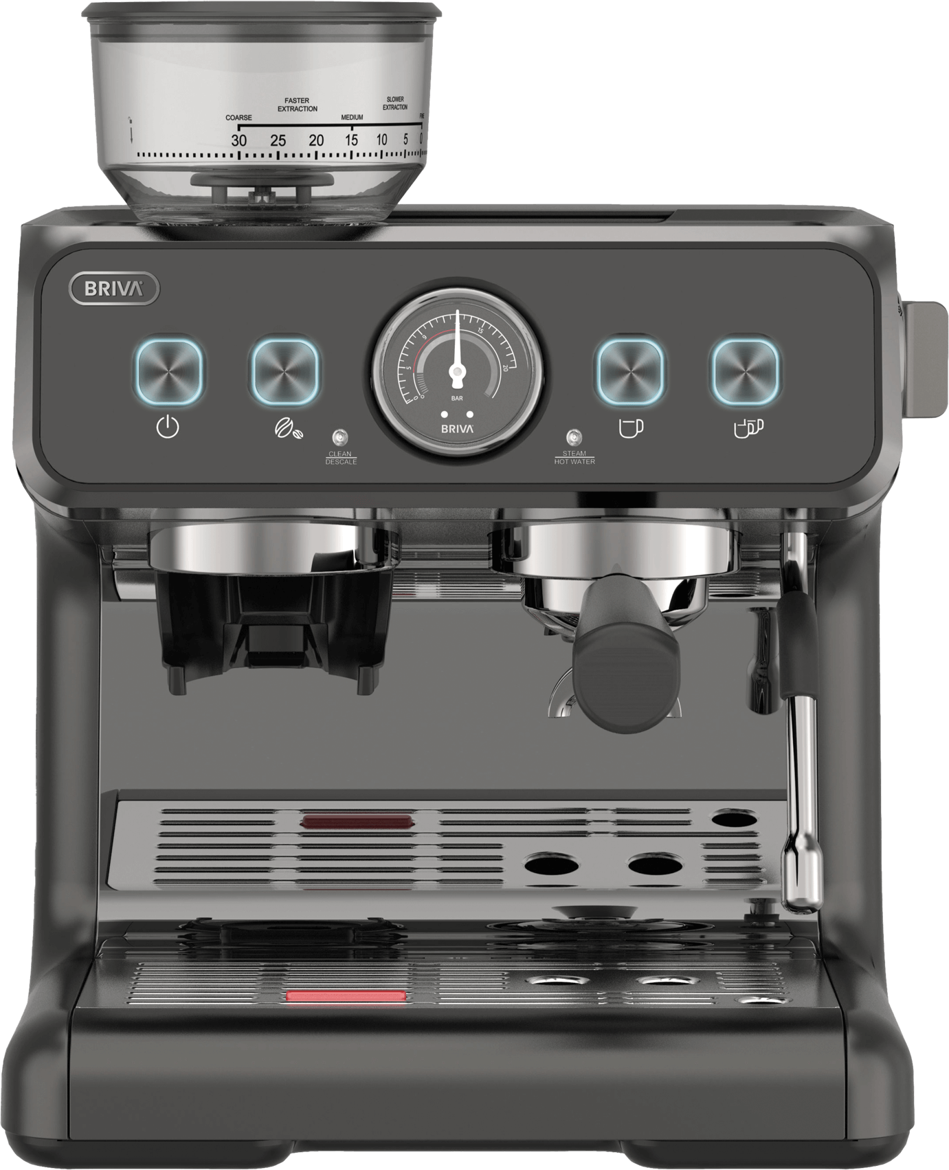 ماكينة تحضير القهوة والأسبريسو بريفا باريستا ، 3050 وات ، 15 بار ، غلاية مزدوجة ، رصاصي ، 87823