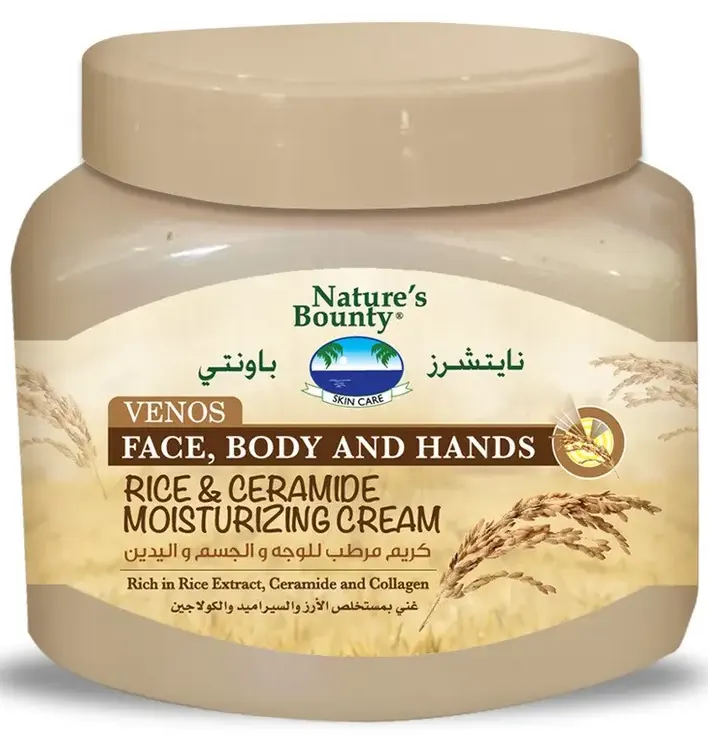 Nature's Bounty Rice & Ceramide Cream, Moisturizing Cream for Body, Face & Hands, 300ml