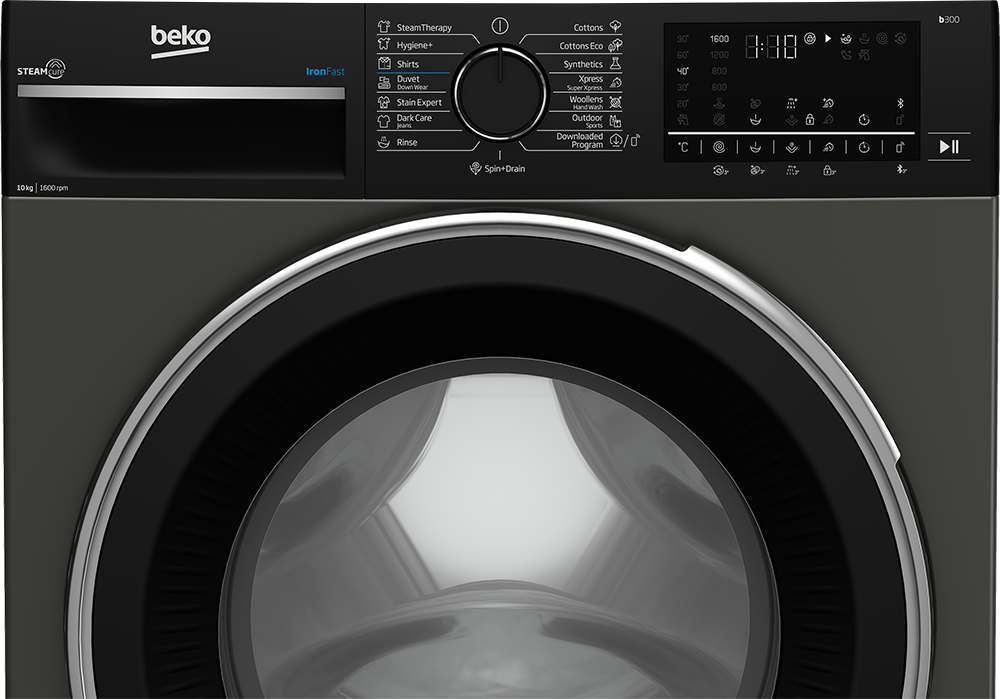 Beko Front Load Fully Automatic Washing Machine, 10 kg, 1600 RPM, Inverter, Digital Screen, Manhattan Grey , B3WFU501040MCI