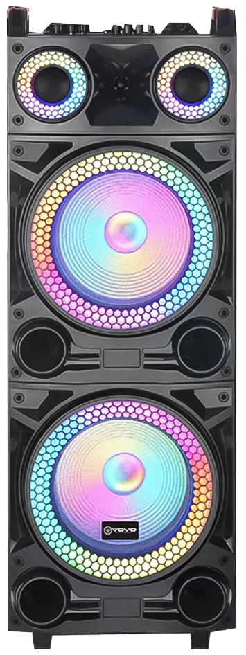 VOVO Party RGB Wireless Portable Speaker , 12 Inch , Bluetooth , Battery Double ,Remote Control , Black , V-1215