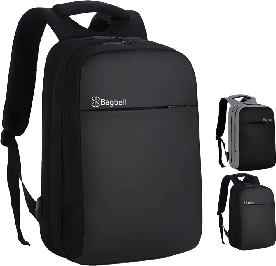 Bag Bell Laptop Backpack, 15.6 Inch, Waterproof Fabric, Black - Gray*Black, B-2018