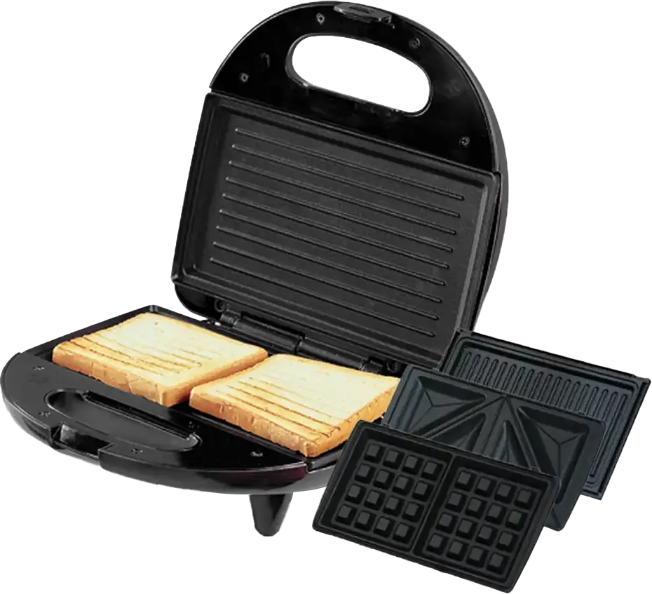 صانع الساندوتش فلامنجو، 800 وات، 3 في 1، أسود، FMCT-SM-803