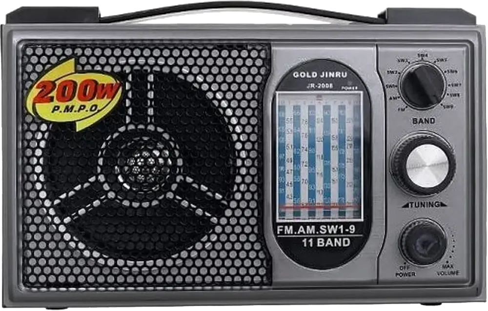 Radio Gold Jinru , 200 Watts, FM-AM-SW1-9, Black Wood, JR-2008