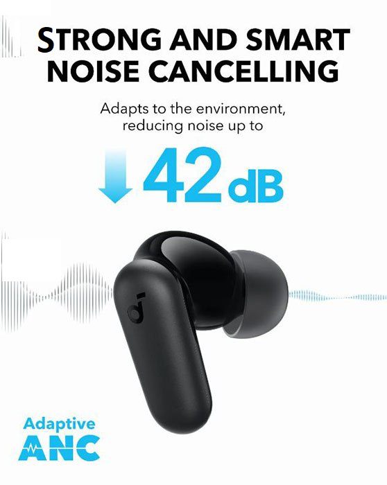 Anker Soundcore R50I NC Wireless Earbuds , Bluetooth 5.4 , Waterproof , Noise Cancelation , Black , A3959H11