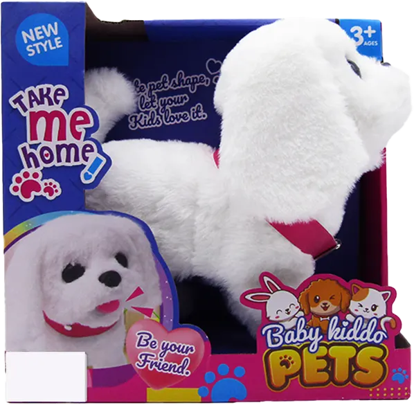 Small Furry Dog Toy with Music, Battery Operated, White, Model 106-100