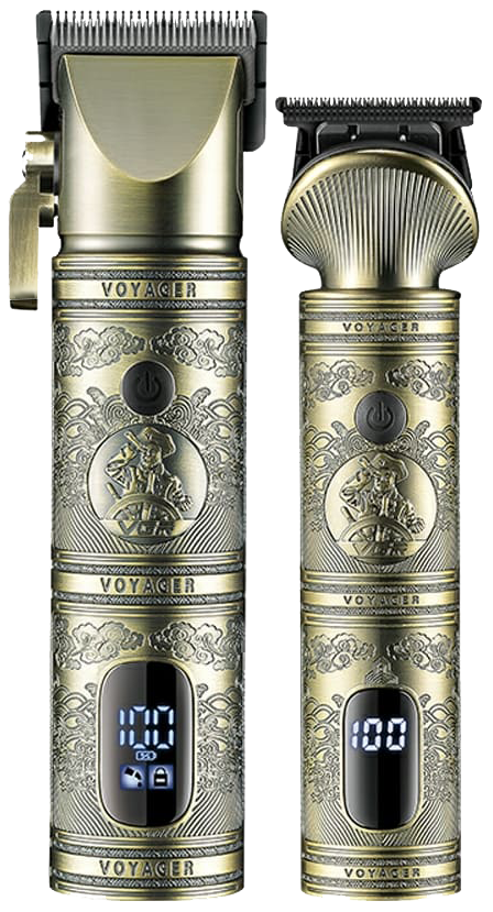 VGR Men's Electric trimmer، 2 * 1 Hair & Beard Trimmer ، LED Display ، Rechargeable , Gold , V-670