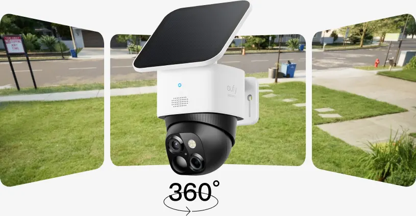 Wireless Outdoor Security Camera Eufy SoloCam S320 with Dual Lens, 3K Resolution, 8GB Memory, White, T81703W1