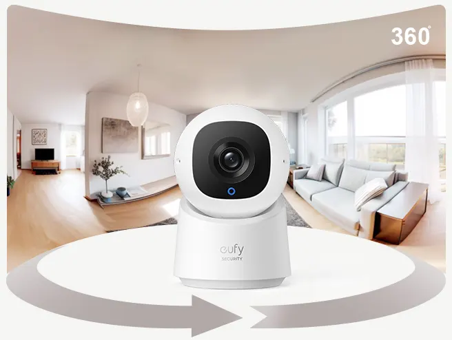 Wireless Indoor Security Camera Eufy C220 , 2K Resolution, :360° Pan and Tilt, White, T8W11321