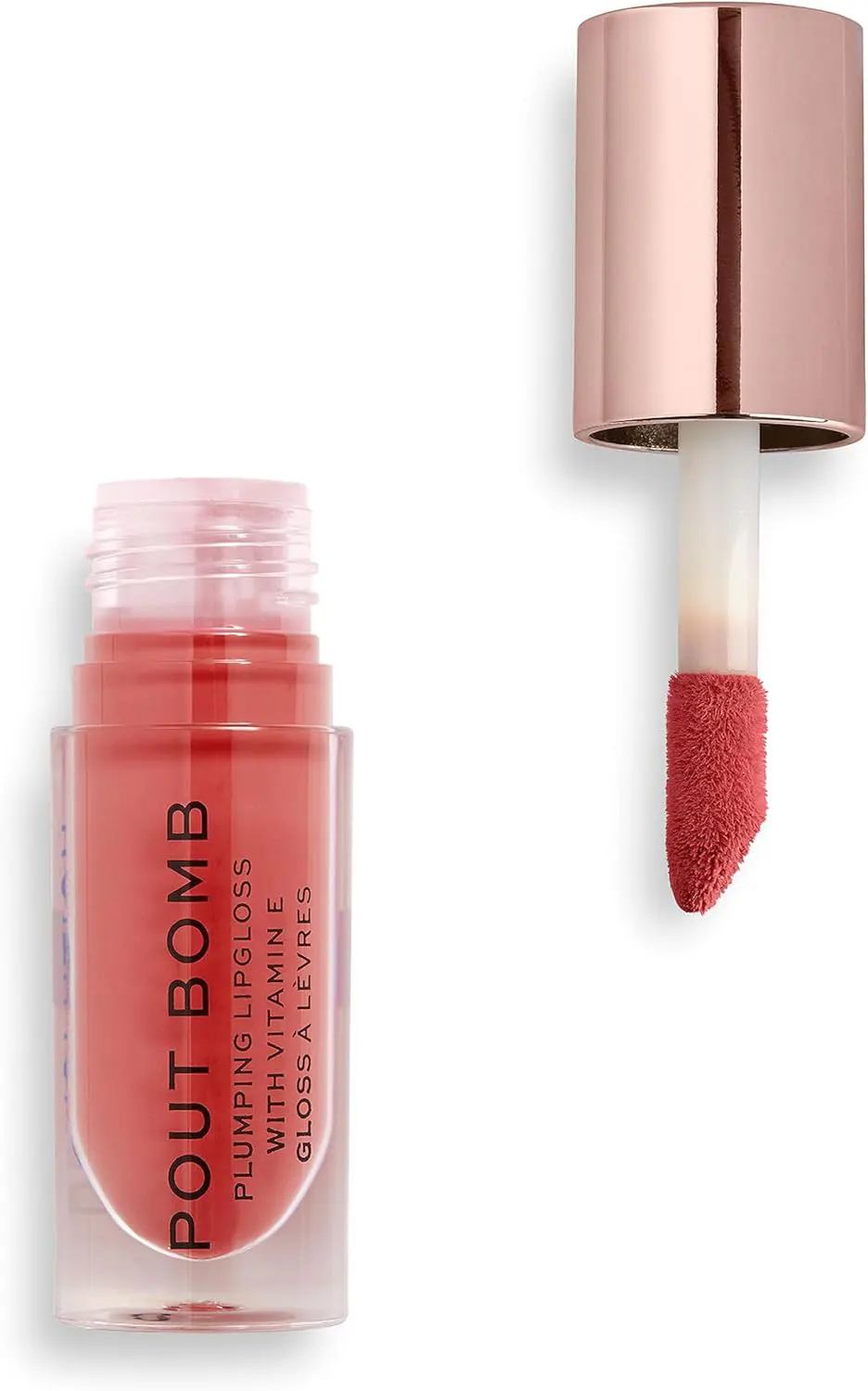 REVOLUTION POUT BOMB PLUMPING LIP GLOSS, PEACHY CORAL