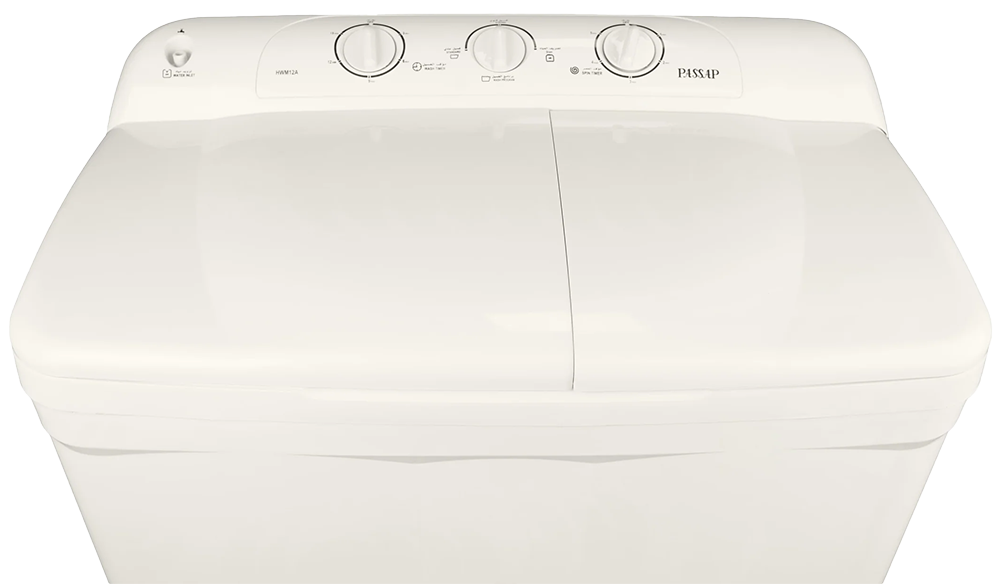 Passap Semi-Automatic Washing Machine , 12 Kg, Without Pump , White , WMH12A