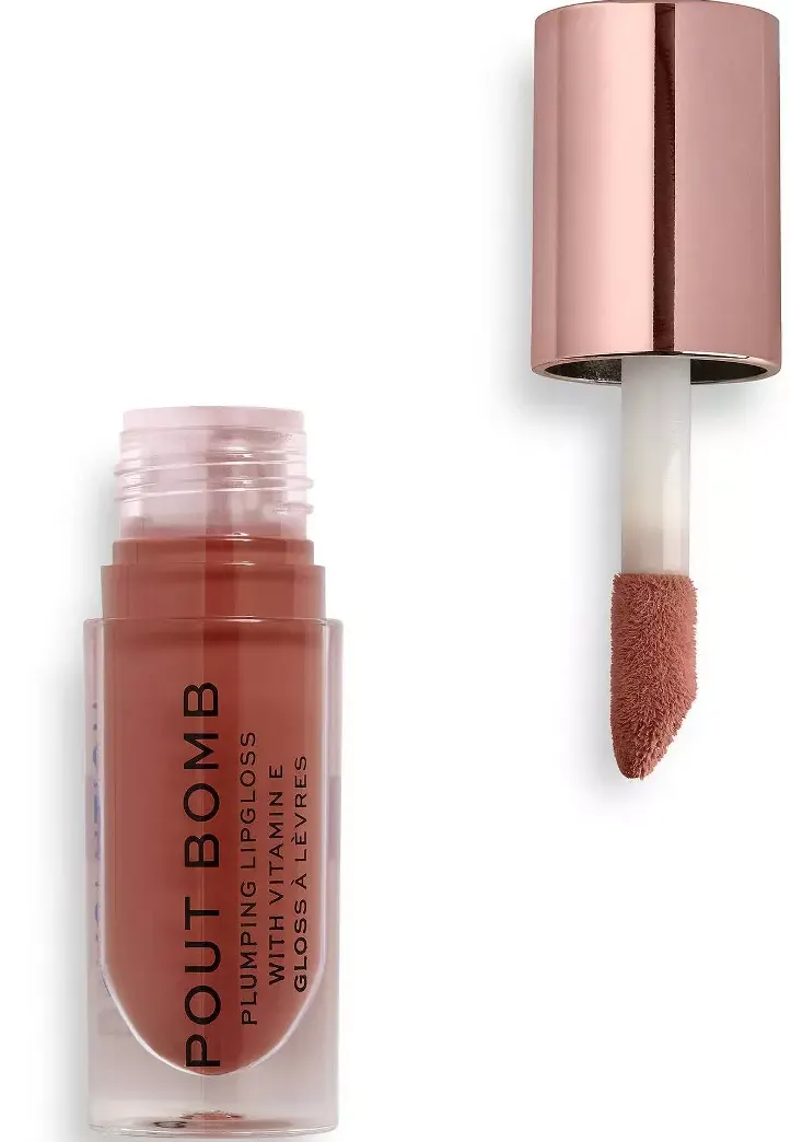 REVOLUTION POUT BOMB PLUMPING LIP GLOSS,  DEEP NUDE