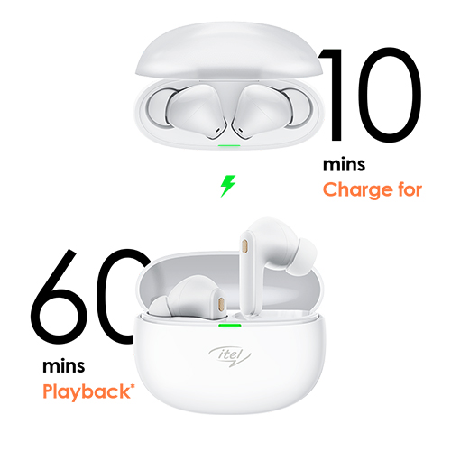سماعة ايربودز ايتل T11، بلوتوث 5.3، مقاومة للماء، بطارية 400 مللي أمبير، تحكم باللمس ، متعدد الألوان