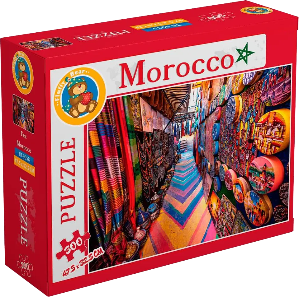 Fluffy Bear Puzzle Fez Morocco, 300 Pieces, Multicolor, TR-9058