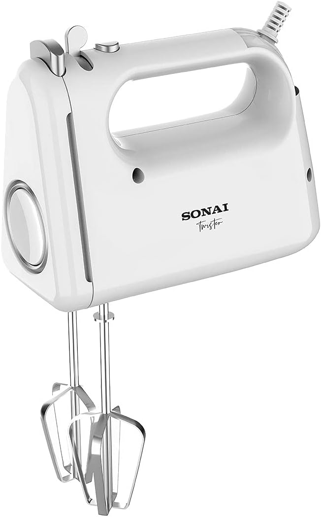 Sonai Egg Beater, 300 Watt, 5 Speeds, Beater and Dough Hooks, White, SH.M795