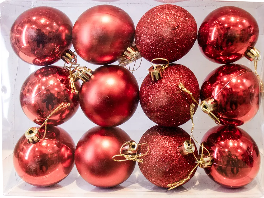 علبة كور كريسماس 12 كورة، ألوان متعددة،، موديل 1-6372