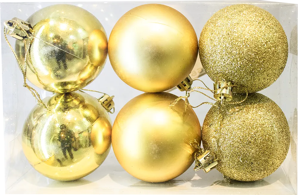 علبة كور كريسماس 6 كورة، ألوان متعددة، موديل 4-6372