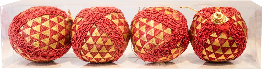 بوكس كور كريسماس 4 كورة، ألوان متعددة، كور مزخرفة ، موديل 63-55-2023