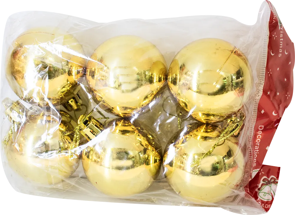 Christmas Ball bag, 6 balls, yellow, model 0163-0162-0161-71