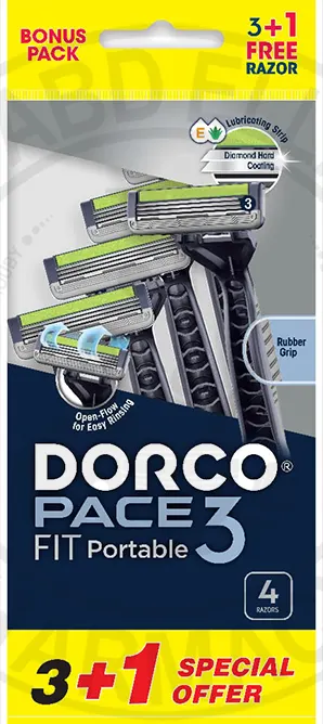 Dorco Pace 3 Fit Portable For Men, ( 3+1 Free)