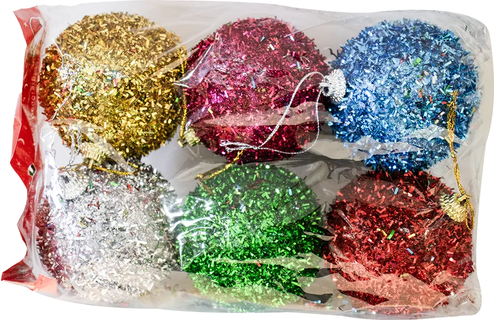 كيس كور كريسماس 6 كورة مزخرفة، ألوان متعددة، موديل 096-71