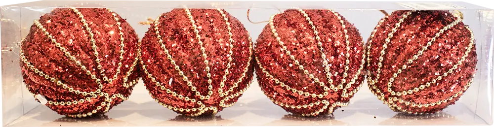 بوكس كور كريسماس 4 كورة، ألوان متعددة، كور مزخرفة ، موديل 63-55-2023