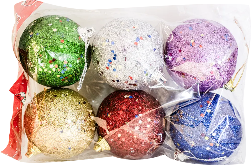 كيس كور كريسماس 6 كورة مزخرفة، ألوان متعددة، موديل 094-71