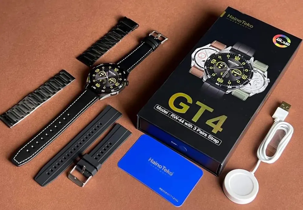 Haino Teko Gt4 Smart Watch , 1.43 " AMOLED HD Touch Screen , Bluetooth , With 3 Strap , Black , RW-44