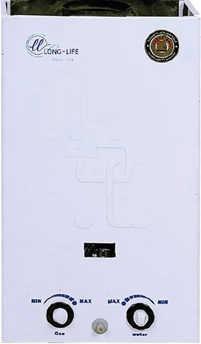 سخان مياة غاز لونج لايف( س 8 المطور)، 10 لتر، غاز طبيعي، أبيض