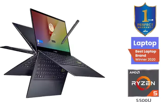 لاب توب اسوس فيفو بوك فليب 14 TM420UA-EC005T، معالج AMD Ryzen™ 5 5500U، رامات 8 جيجابايت، هارد ديسك 512 جيجابايت SSD ، كارت شاشة AMD Radeon ، شاشة 14 بوصة FHD، ويندوز 10، أسود