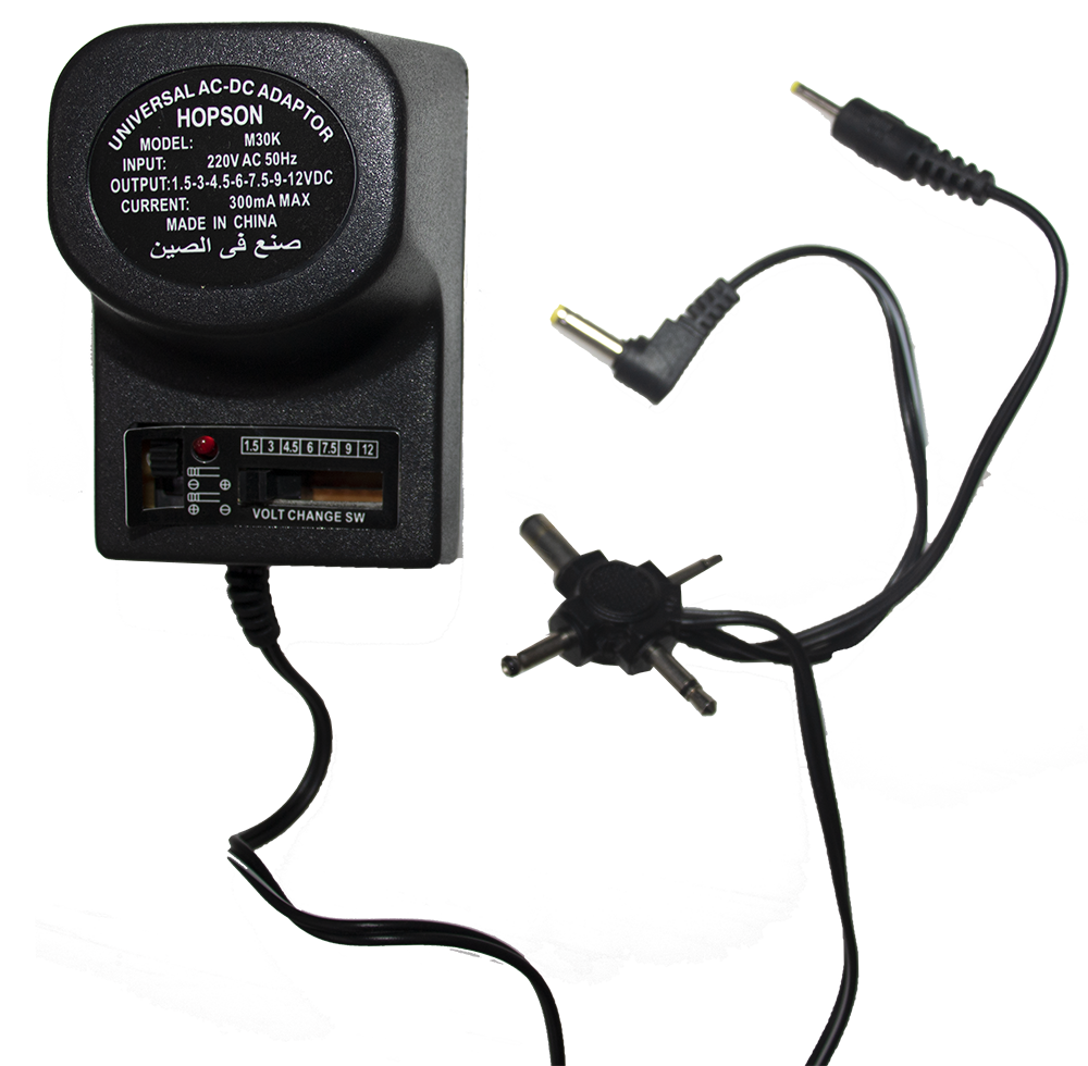 Hopson Power Adapter ، 12 Volt , 300 MA , 6 Output , Black , M30K
