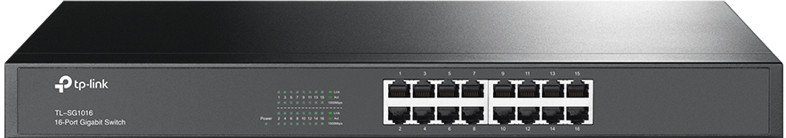 سويتش تي بي لينك ، على حامل ، 16 منفذ جيجابت RJ45 ، سرعة 10-100-1000 ميجابت في الثانية ، اسود ، TL-SG1016