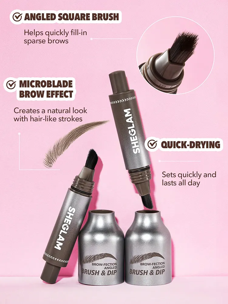 Sheglam Brow-Fection Angled Brush & Dip, Charcoal