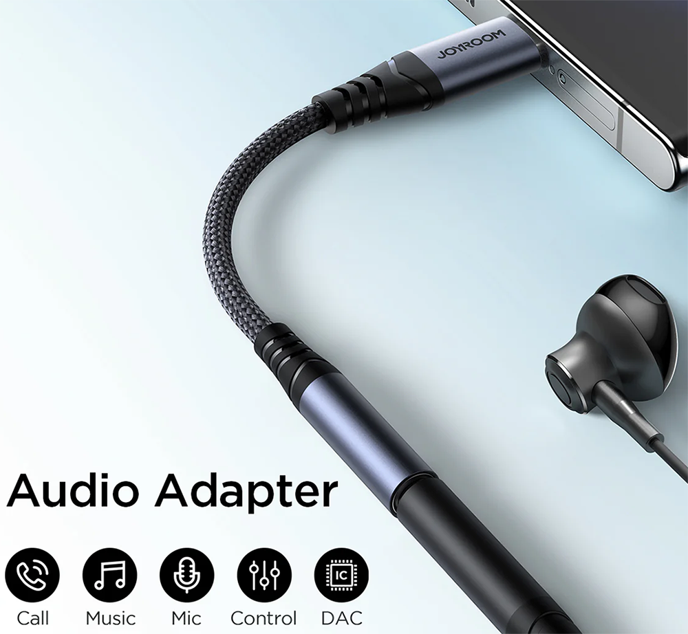 كابل محول صوت من جوي روم ، من Type-C إلى 3.5 مم ، أسود ، SY-C01