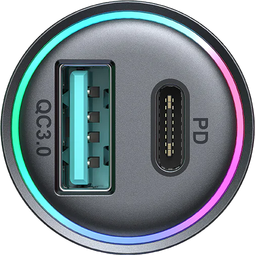 شاحن سيارة سريع صغير من جوي روم ، بقوة 60 وات ، معدني ، أسود ، JR-CCN04