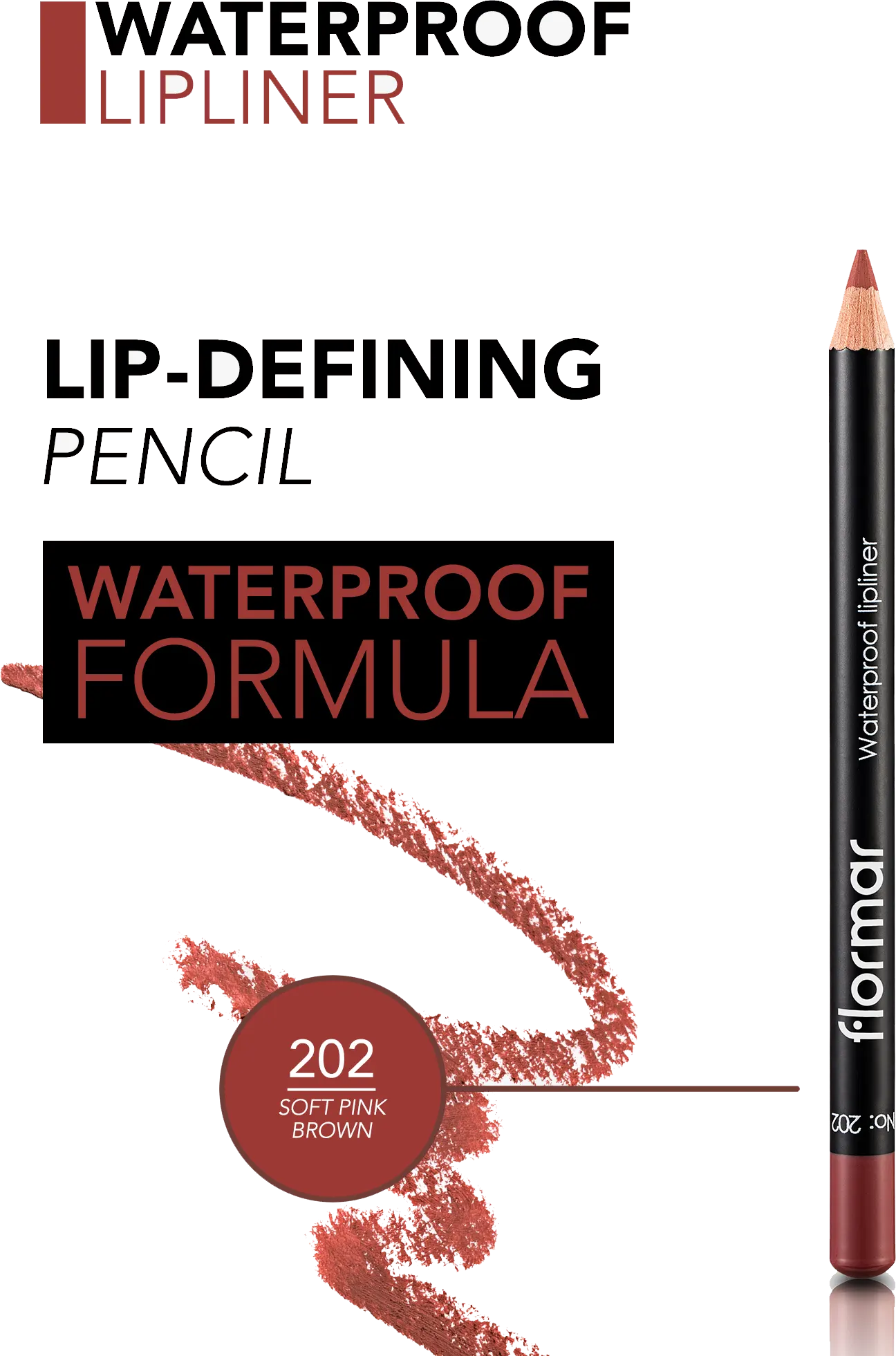 Flormar Waterproof Lipliner, Soft Pink Brown 202