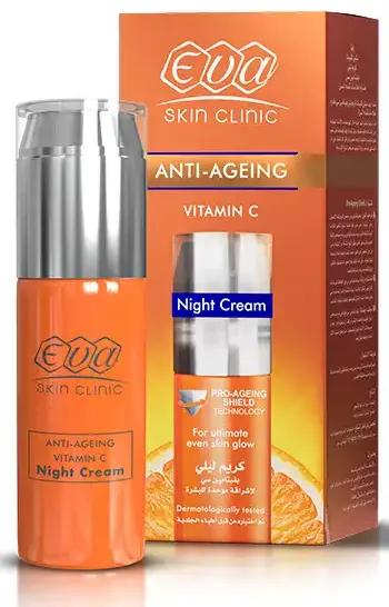 كريم ليلى سكين كلينيك المضاد للشيخوخه بفيتامين سى لإشراقة موحدة للبشرة من ايفا، 50 مل