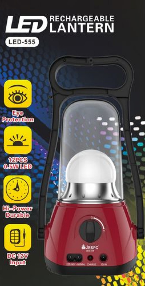 Jespec Rechargeable Lantern , 1600 mAh Battery , Red, LED.555