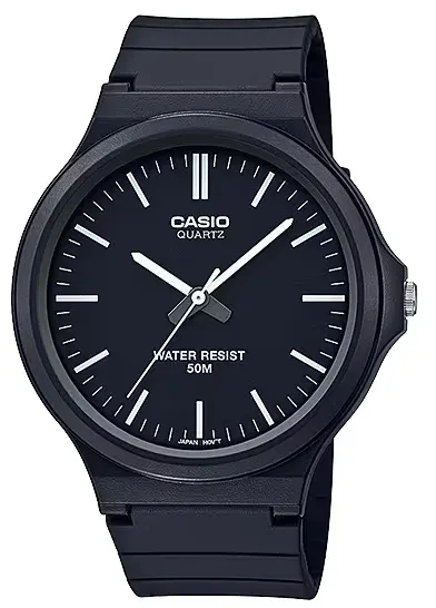 Casio Men's Watch, Round Hand Design, Resin Strap, Black, MW-240-1EVDF