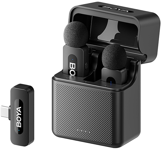 BOYA Wireless Microphone, USB Type-C, Noise Cancelling, Black, BY-V30