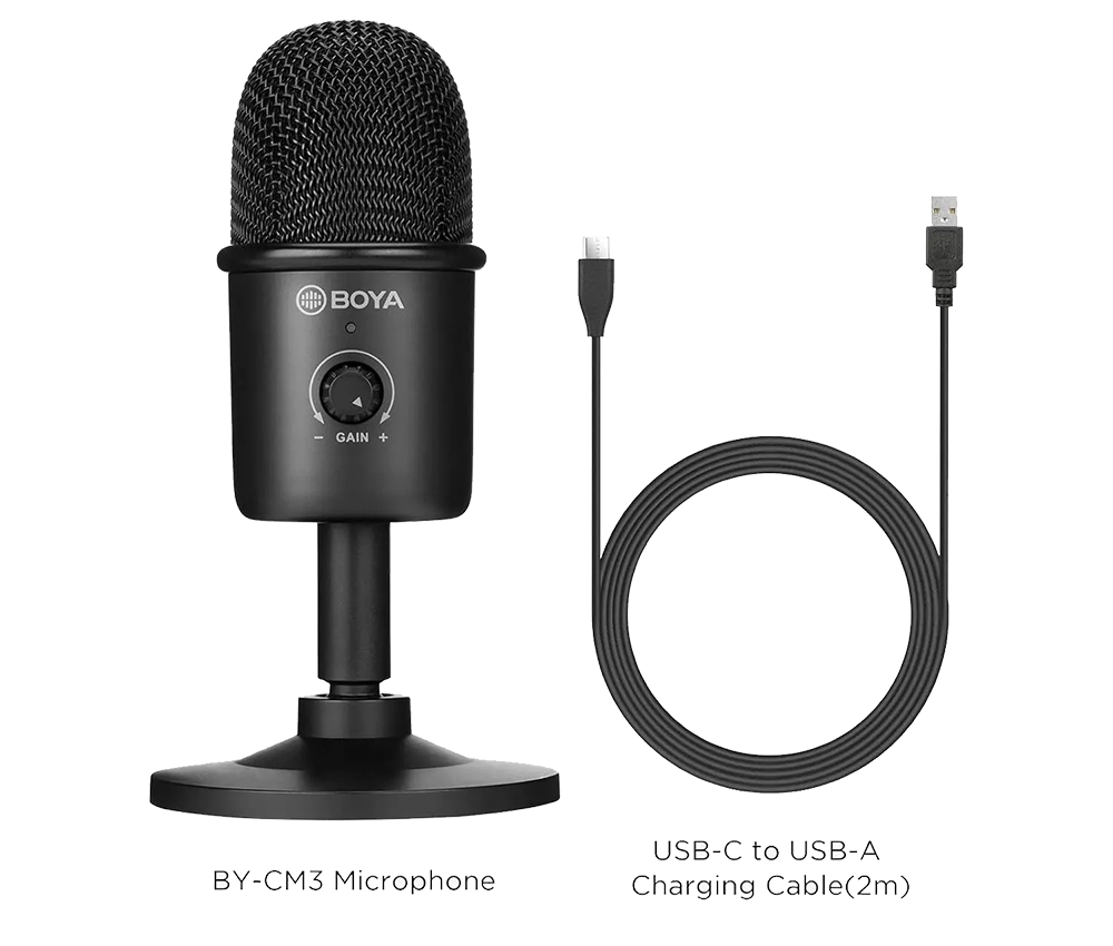 BOYA Desktop Microphone, Type-C, Noise Reduction, Black, BY-CM3