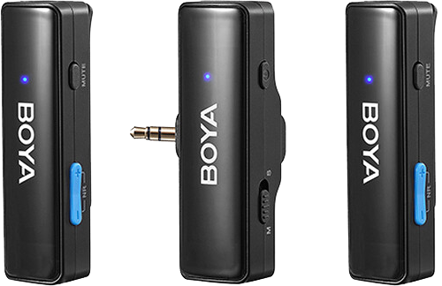 BOYA Wireless Microphone, Multi-Purpose with InterchangeaBOYA Wireless Microphone, Noise Cancelling, 100m Range, Multi-Purpose with Interchangeable Connectors, 3.5 TRS, Type-C, Lightning, Black, BOYALINK